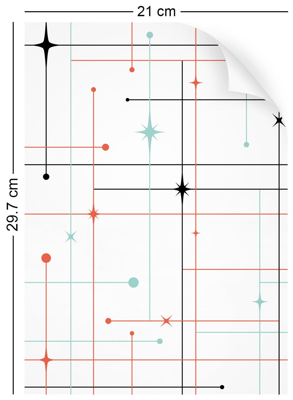 Starburst wallpaper by Dupenny in Diner colourway A4 Sample