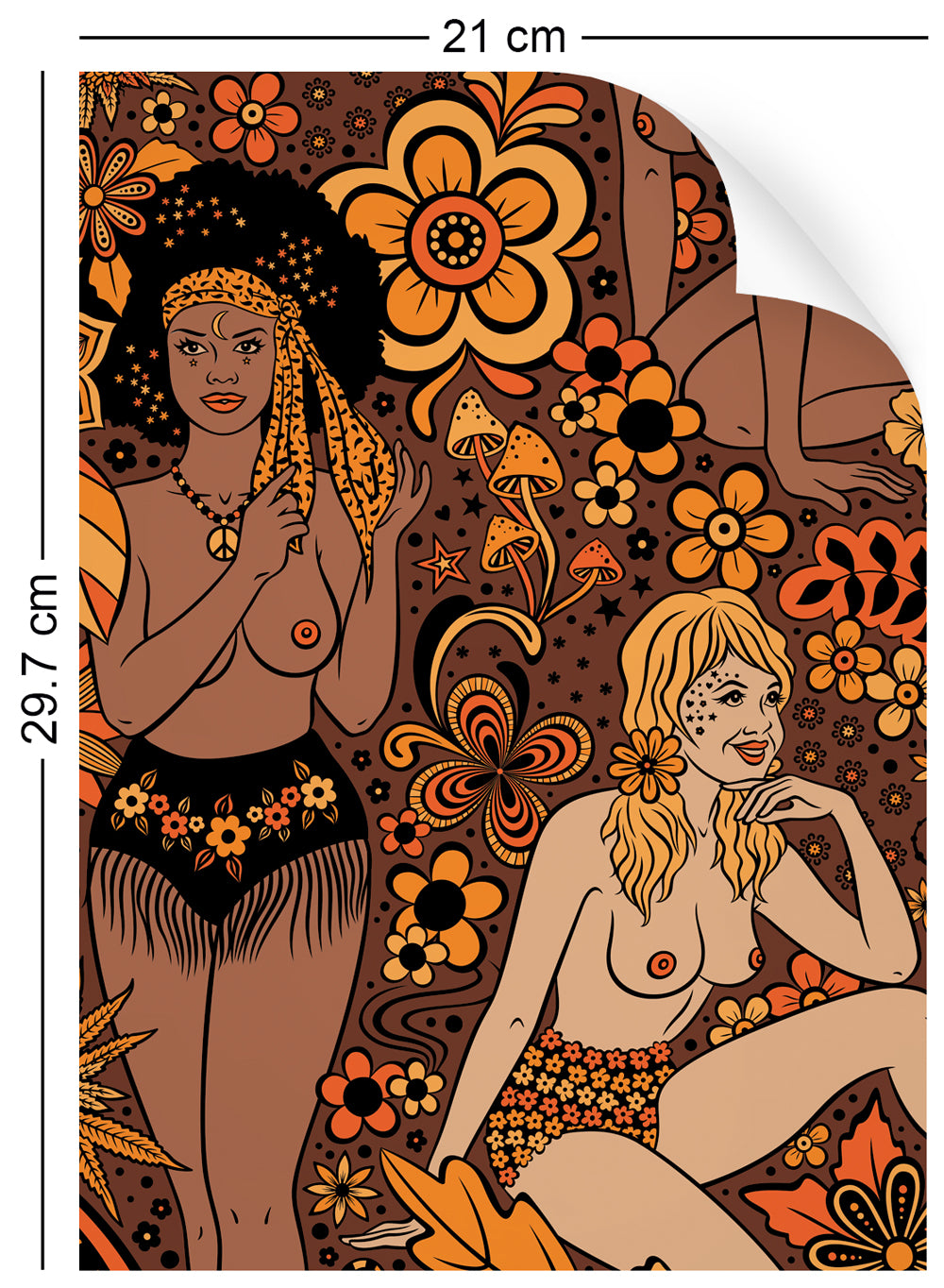 Vintage style Summer of Love wallcovering by Dupenny with hippie chicks