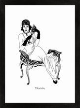 Load image into Gallery viewer, Monochrome art print of flapper girl sitting down