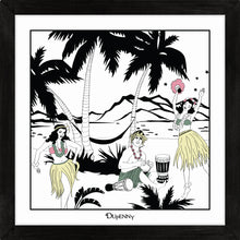 Load image into Gallery viewer, Hawaiian themed framed art prints with surfers and hula girls.