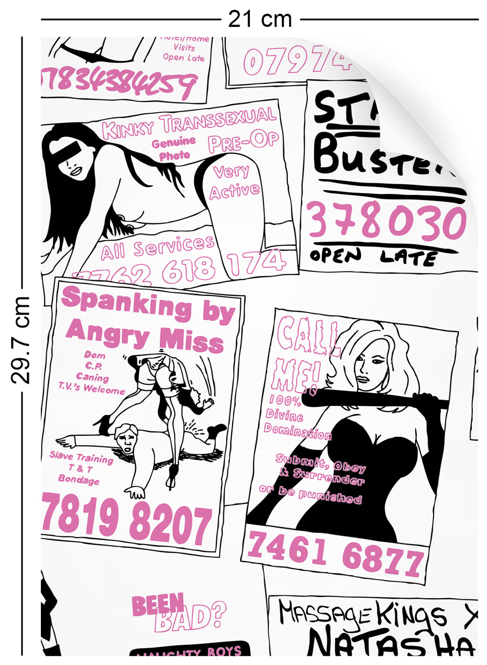 a4 wallpaper swatch with phone box call card design in pink uncensored