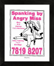 Load image into Gallery viewer, Bright pink art print based on phone box call cards