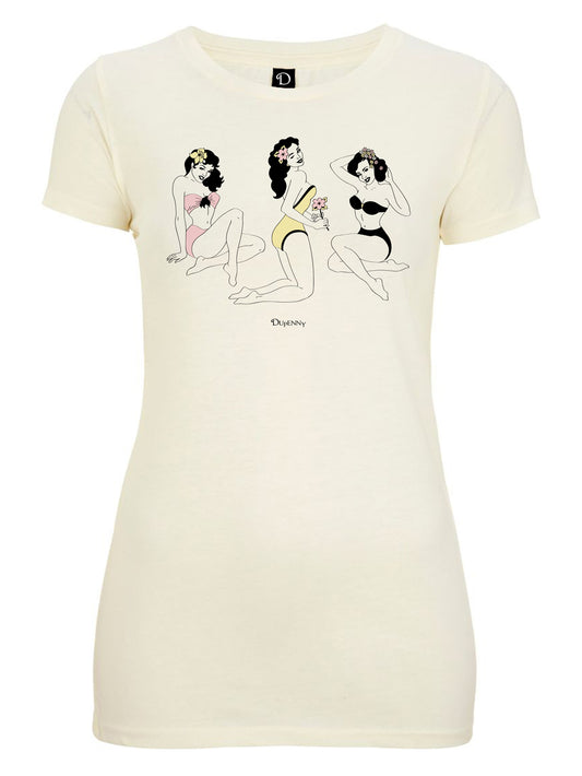 Dupenny Retro Pinup Girls Clothing Fashion Organic Ladies T-Shirt VLV