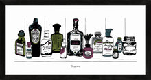 Load image into Gallery viewer, Art print of Victorian apothecary shelf with potions.