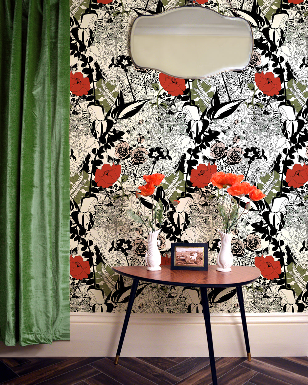 Dupenny's pretty English Garden wallpaper in Colour