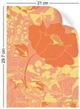 Load image into Gallery viewer, Dupenny english garden wallpaper in retro 1950s colours a4 sample