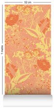 Load image into Gallery viewer, Wallpaper roll with floral wallpaper pattern design in pink, peach and lemon