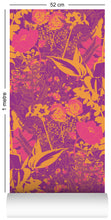 Load image into Gallery viewer, Roll of 1960s purple, magenta and orange wallpaper by Dupenny