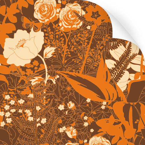 Vintage brown floral English Garden wallpaper swatch