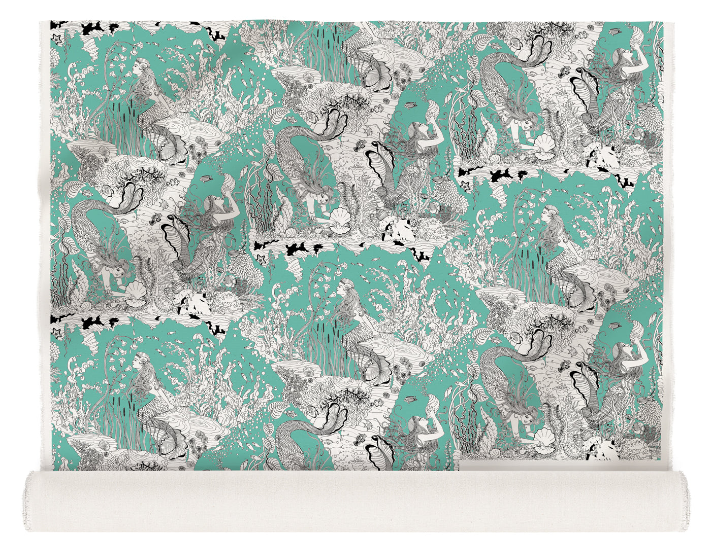 Mermaids (Aqua) - Fabric