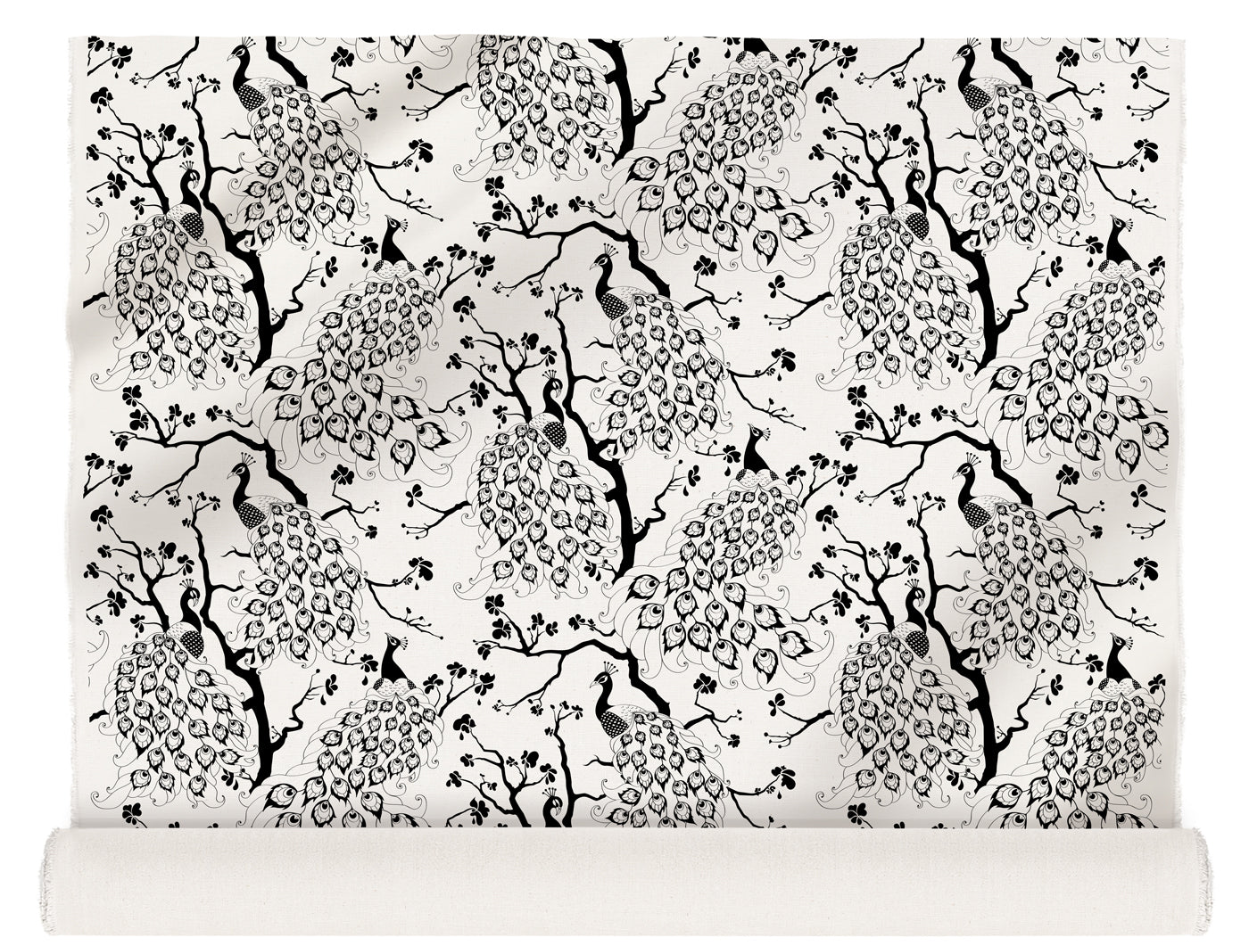Peacock (B&W) - Fabric