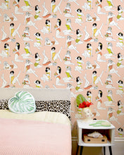 Load image into Gallery viewer, retro 1950s pinup wallpaper for dressing room boudoir powder room interiors