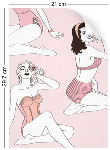 a4 wallpaper sample rockabilly 1950s pinup girls in pink