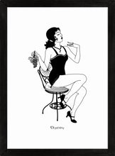 Load image into Gallery viewer, Monochrome art print of flapper girl eating grapes