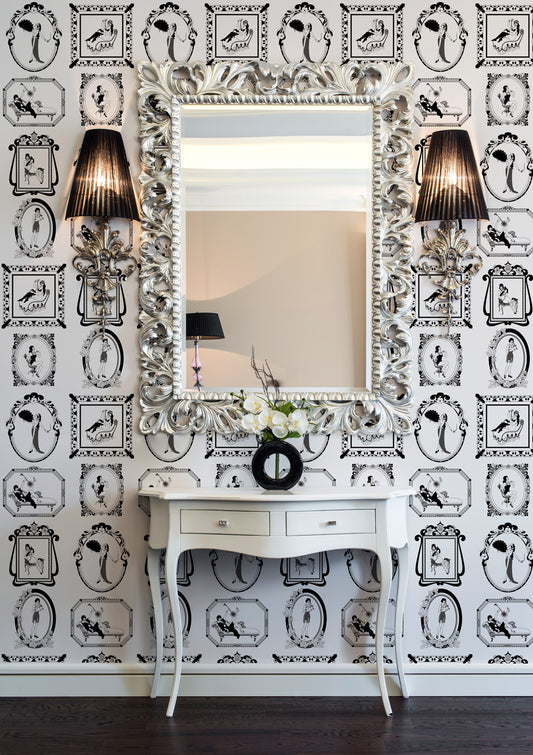 vintage 1920s themed wallpaper for art deco style interior design