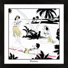 Load image into Gallery viewer, Hawaiian themed framed art prints with surfers and hula girls.