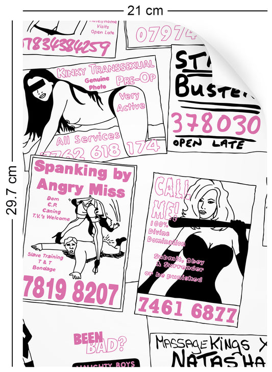 a4 wallpaper swatch with phone box call card design in pink uncensored