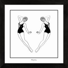 Load image into Gallery viewer, Monochrome art print featuring two synchronised swimmers.