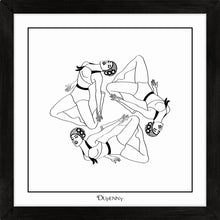 Load image into Gallery viewer, Monochrome art print featuring three synchronised swimmers.