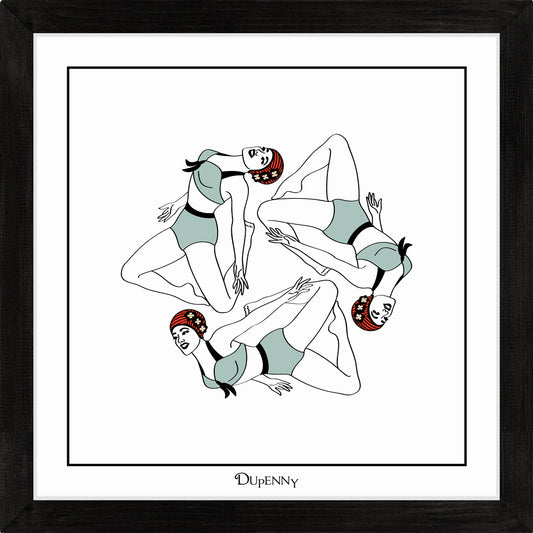 Art print featuring three synchronised swimmers.