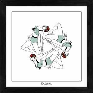 Art print featuring three synchronised swimmers.