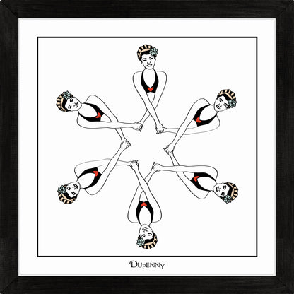 Art print featuring six synchronised swimmers.