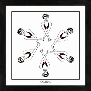 Art print featuring six synchronised swimmers.
