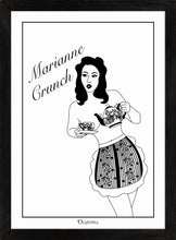 Load image into Gallery viewer, Monochrome art print of pinup girl pouring tea