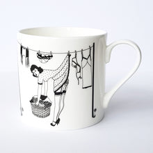 Load image into Gallery viewer, Dupenny 50s Housewives bone china mug featuring Peggy