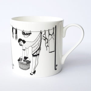 Dupenny 50s Housewives bone china mug featuring Peggy