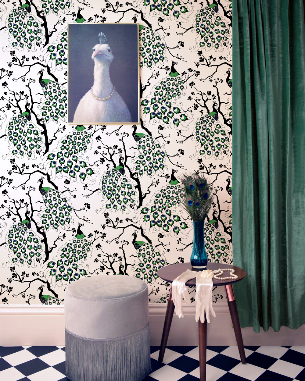 Pretty Peacock Wallpaper by Dupenny with blues and greens