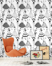 Load image into Gallery viewer, Vintage Dress (B&amp;W) - Wallpaper